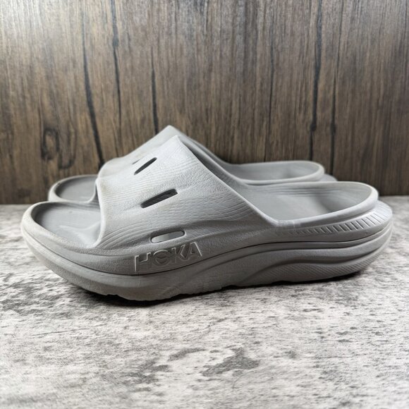 Hoka One One Womens Ora Recovery 3 Gray Open Toe Slip On Slide Sandals Size 7 - Picture 4 of 9